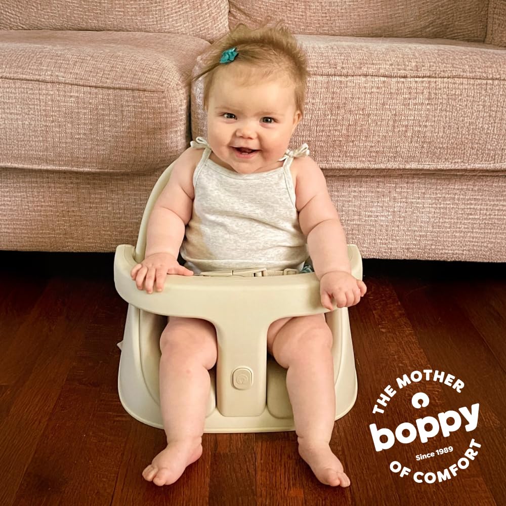 Boppy Proper Posture Floor & Booster Seat - Ergonomic Infant Seat and Toddler Seat with Removable Washable Tray and Back Support for 4-36 Months - Oatmeal