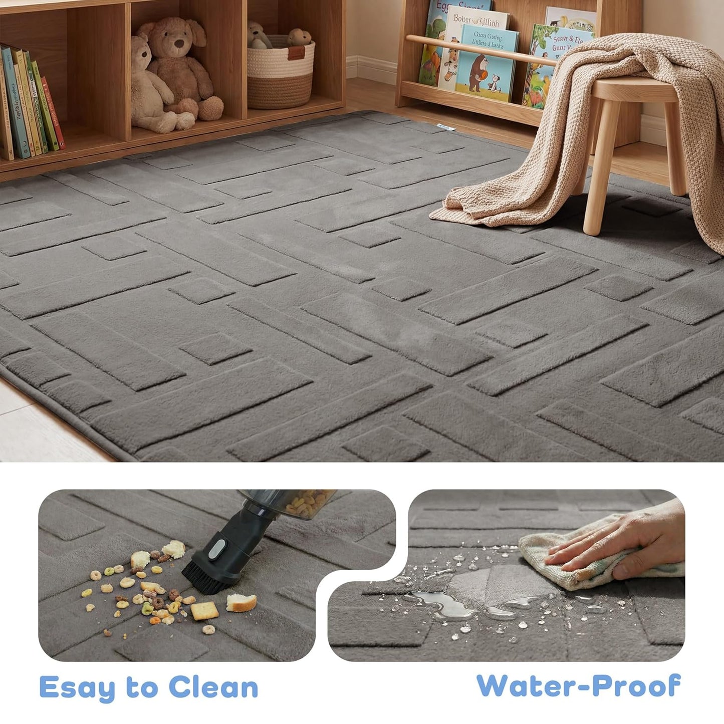 Baby Play Mat for Floor, 1.3" Thick 79x158 Plush Soft Foam Mats for Toddler Kids Crawling, Non-Slip Easy Care Nursery Rug for Playroom Living Room