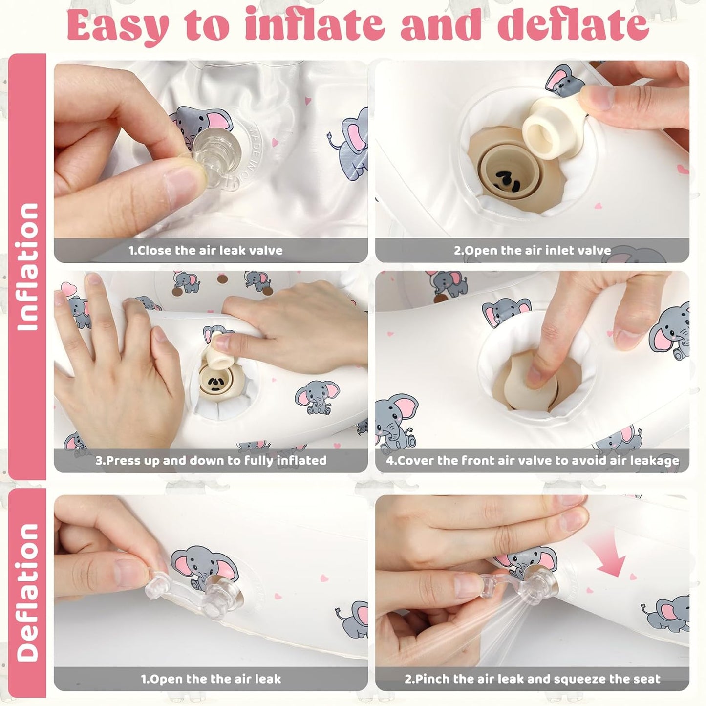 Inflatable Baby Seat for 3-36 Months, Baby Seats for Infants for Sitting Up with Back Support Built in Air Pump, Surround Sit Me Up Floor Seat for Baby Chair for Learning Sit, Feeding