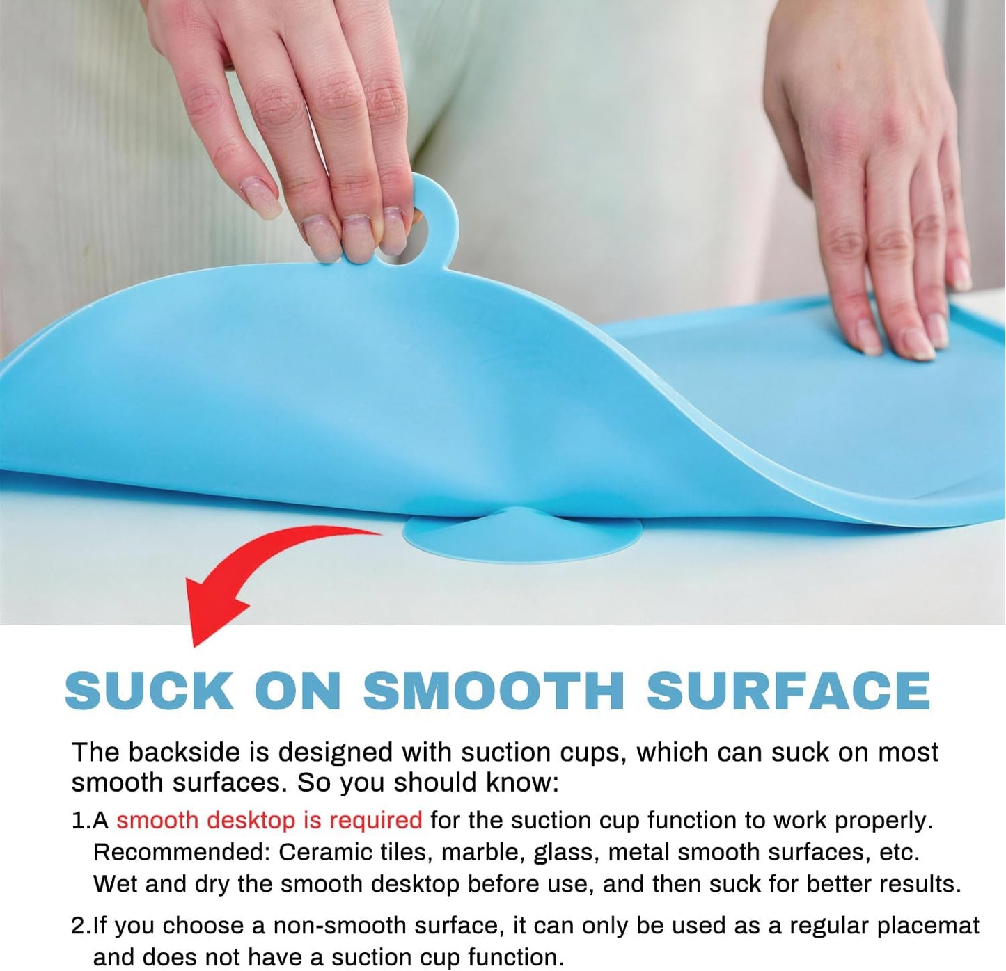 Large Silicone Suction Mat, 17" x 12" Thick Mats with Edge-Bumper, Raised Edge Leakproof, Non-Slip for Kids Toddler Baby Essentials Table Placemat, Restaurant Eating, Plates, Art, Craft & Painting