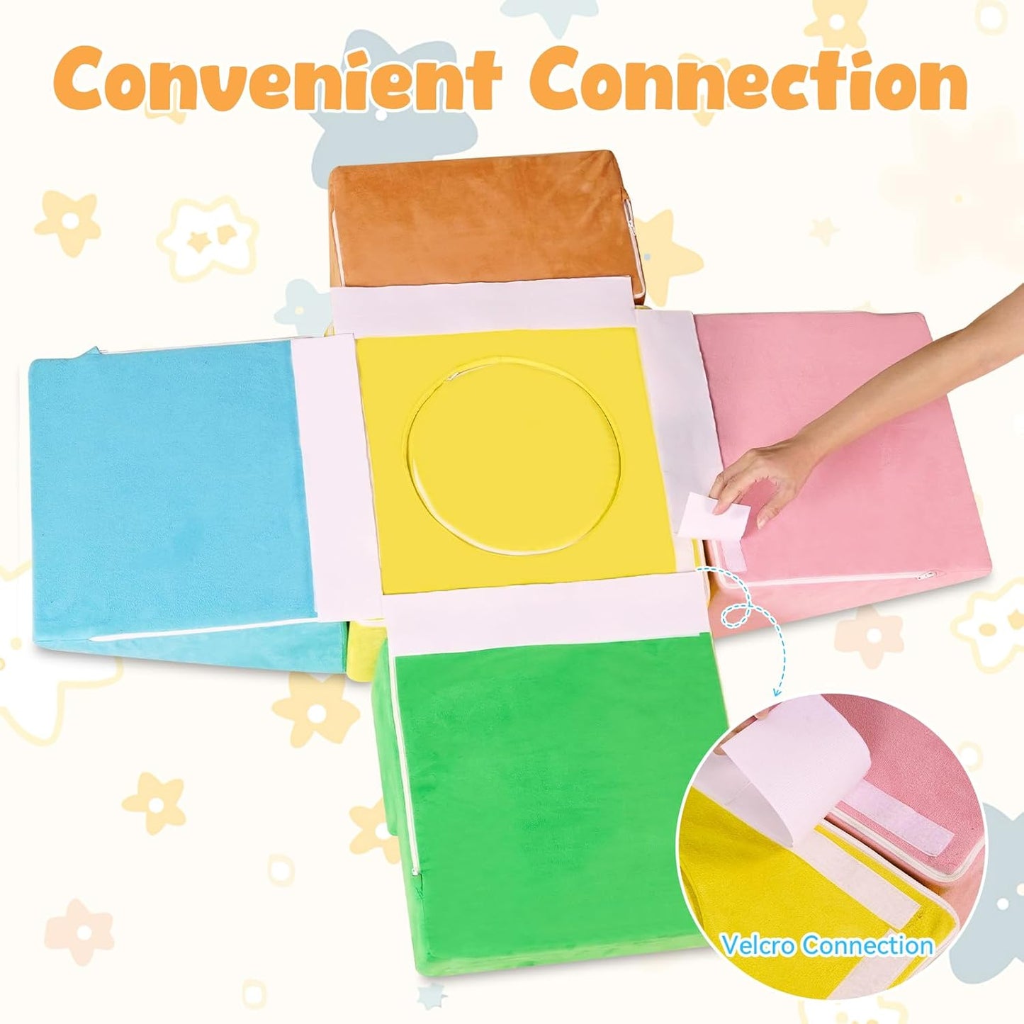 Toddler Foam Climbing Blocks & Play Mat Set (47×47 in) – Soft Climb & Crawl Motor Skill Play Gym