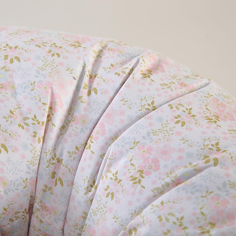 1 Piece C-Shaped Nursing Pillowcase, Breastfeeding Support Cushion Cover, Pink Floral Pattern, Polyester, Machine Washable, Infant Feeding