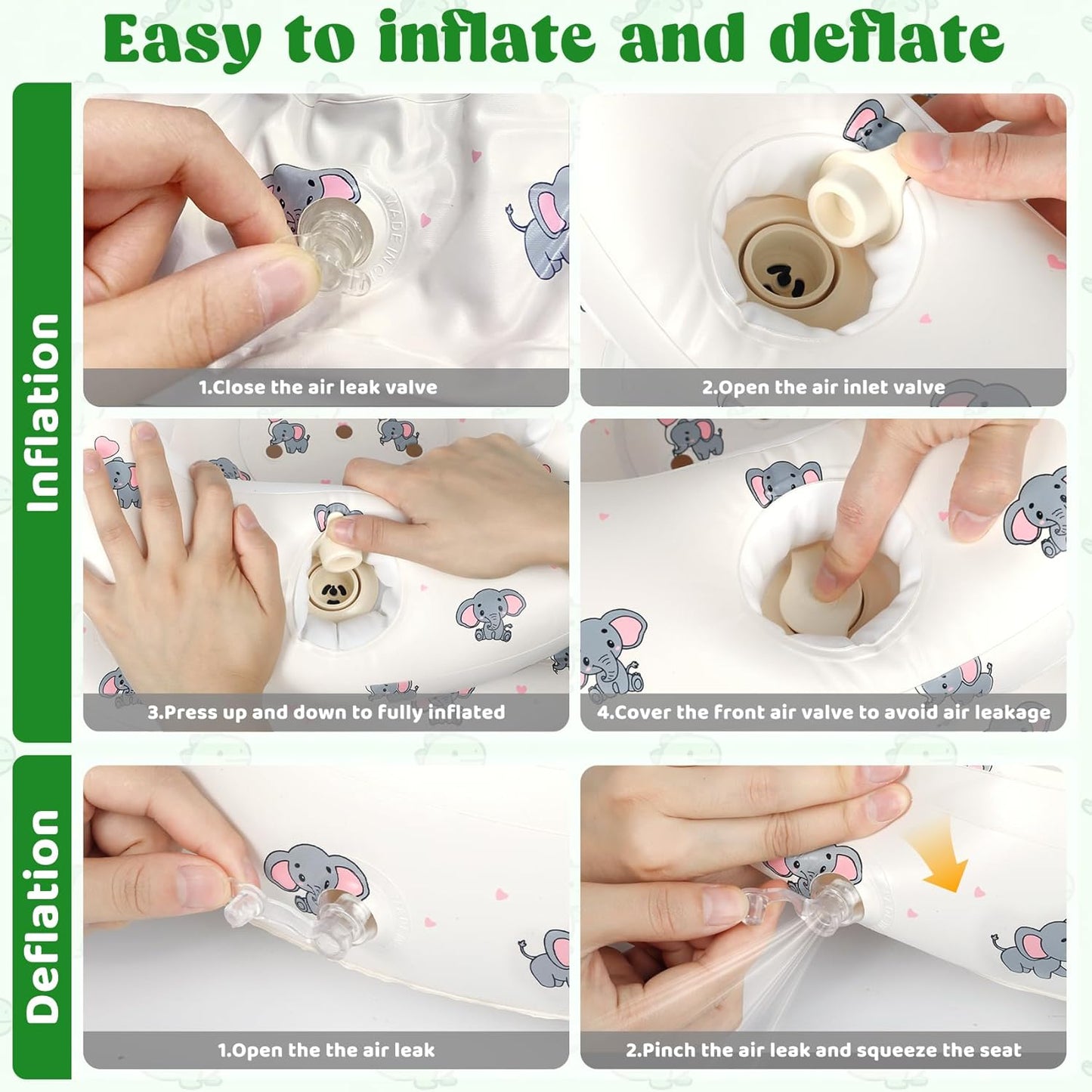 Inflatable Baby Seat for 3-36 Months, Baby Seats for Infants for Sitting Up with Back Support Built in Air Pump, Surround Sit Me Up Floor Seat for Baby Chair for Learning Sit, Feeding