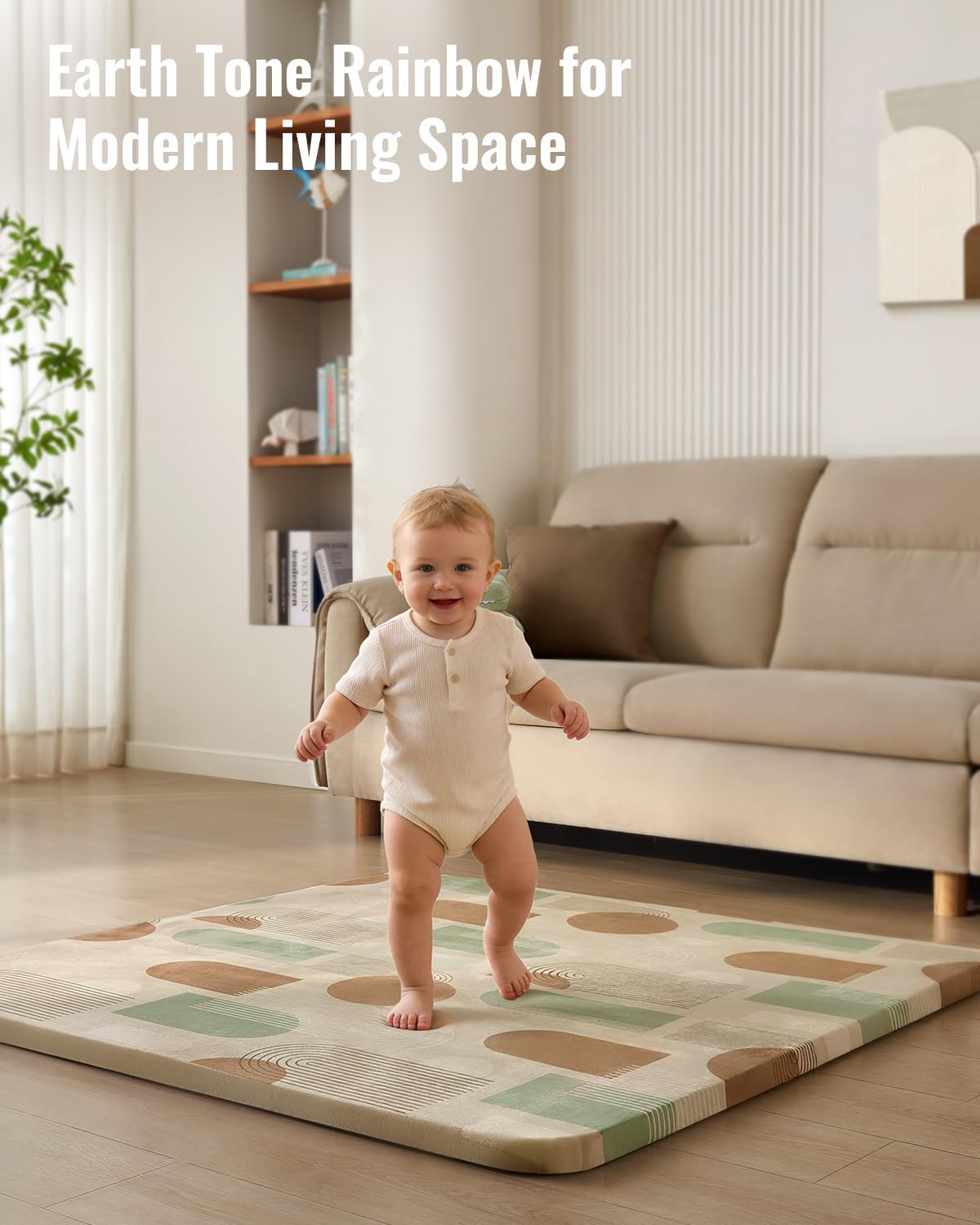 Thick Baby Play Mat 1.3'', 50x50 Playpen Mat with Removable & Washable Cover, Ultra Soft Crawling Rug for Floor, Foam Cushion & Non-Slip Backing for Kids, Toddlers