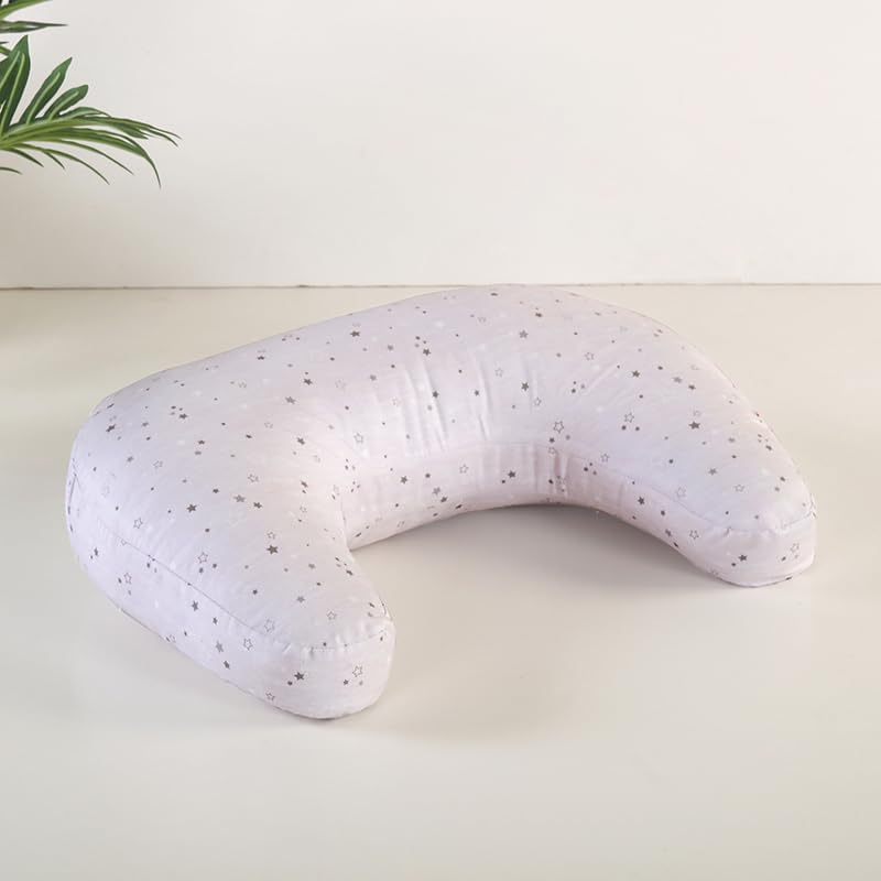 1 Piece Nursing Pillowcase, C-Shaped Breastfeeding Support Cushion Cover with Stars Print, Soft Base, Polyester, Machine Washable