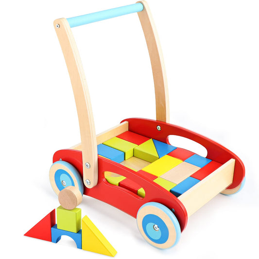 Pitpat Wooden Baby Walker with Building Blocks for 1YearOld & Up