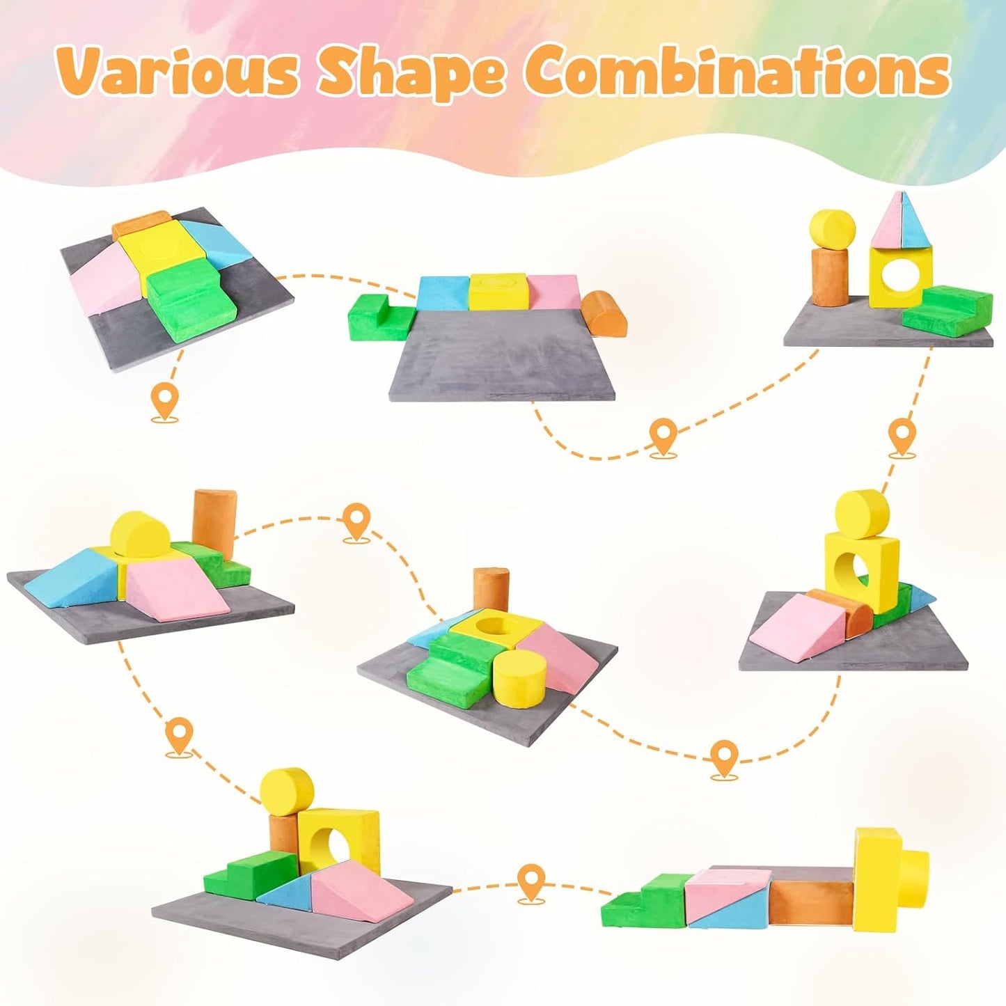 Toddler Foam Climbing Blocks & Play Mat Set (47×47 in) – Soft Climb & Crawl Motor Skill Play Gym