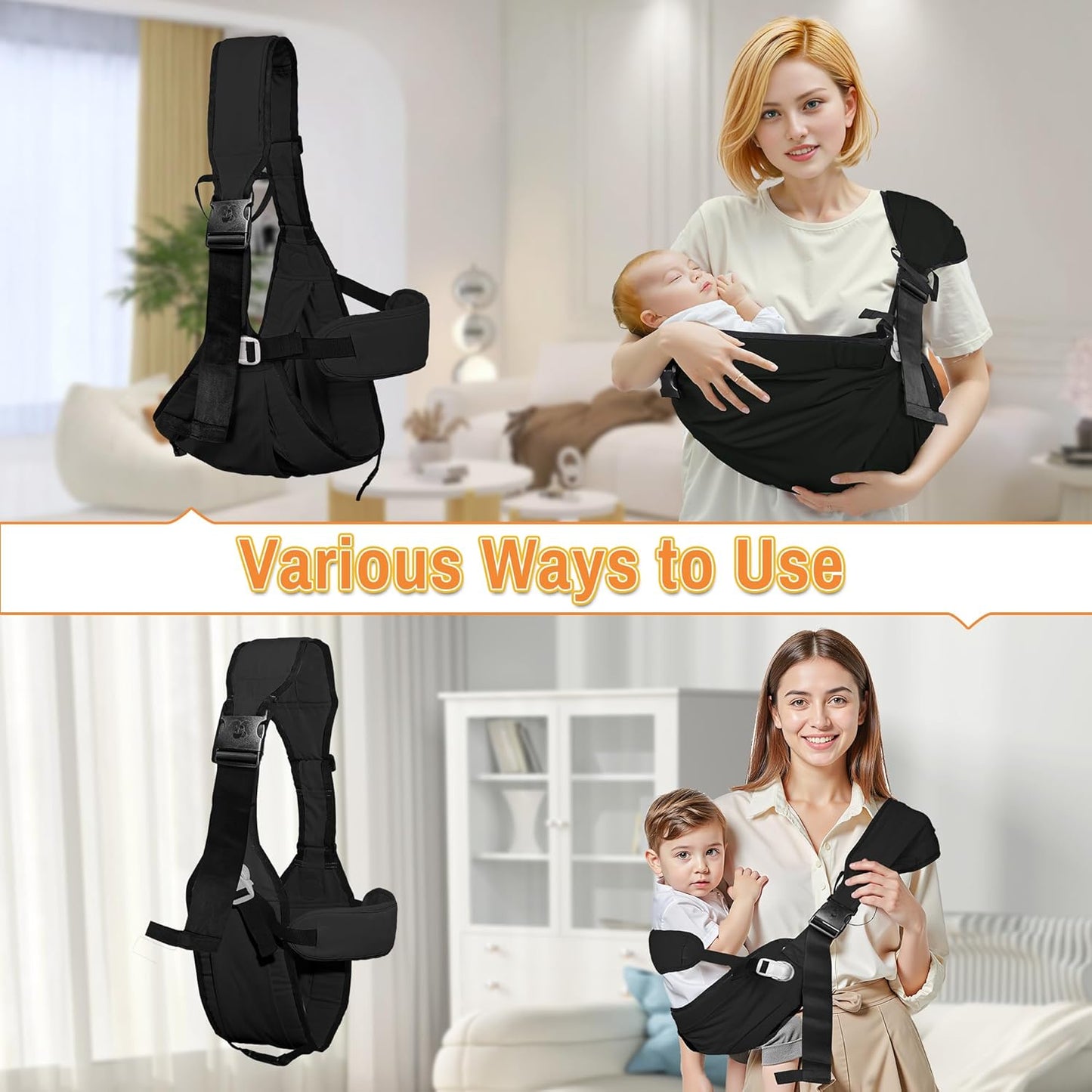 Baby Carrier Newborn to Toddler,Adjustable & Lightweight Baby Sling Carrier,Toddler Carrier 25-60 lbs,Ideal for Home,Shopping,and Travel