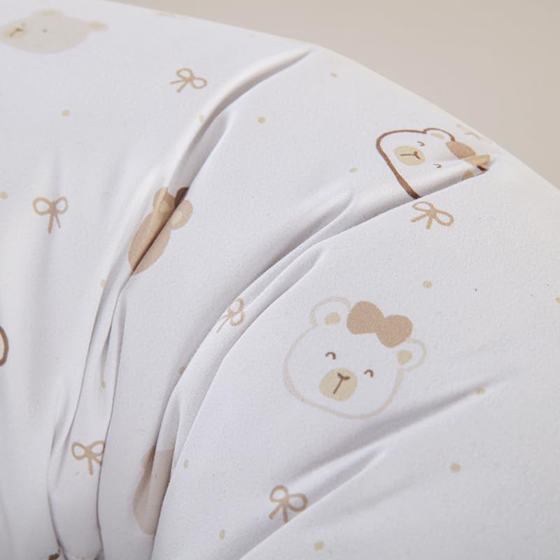 1 Piece Nursing Pillowcase, C-Shaped Breastfeeding Support Cushion Cover with Cute Bear Pattern