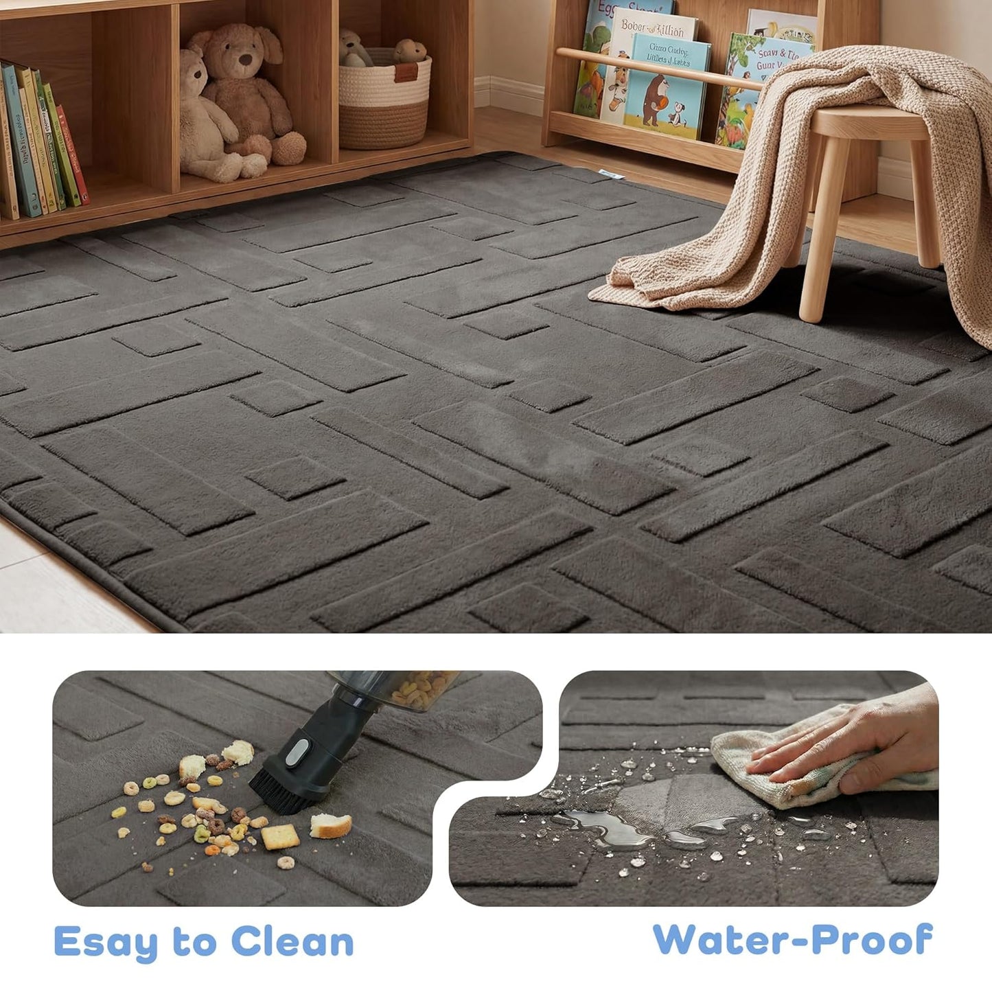 Baby Play Mat for Floor, 1.3" Thick 79x158 Plush Soft Foam Mats for Toddler Kids Crawling, Non-Slip Easy Care Nursery Rug for Playroom Living Room