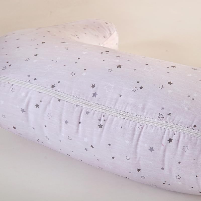 1 Piece Nursing Pillowcase, C-Shaped Breastfeeding Support Cushion Cover with Stars Print, Soft Base, Polyester, Machine Washable
