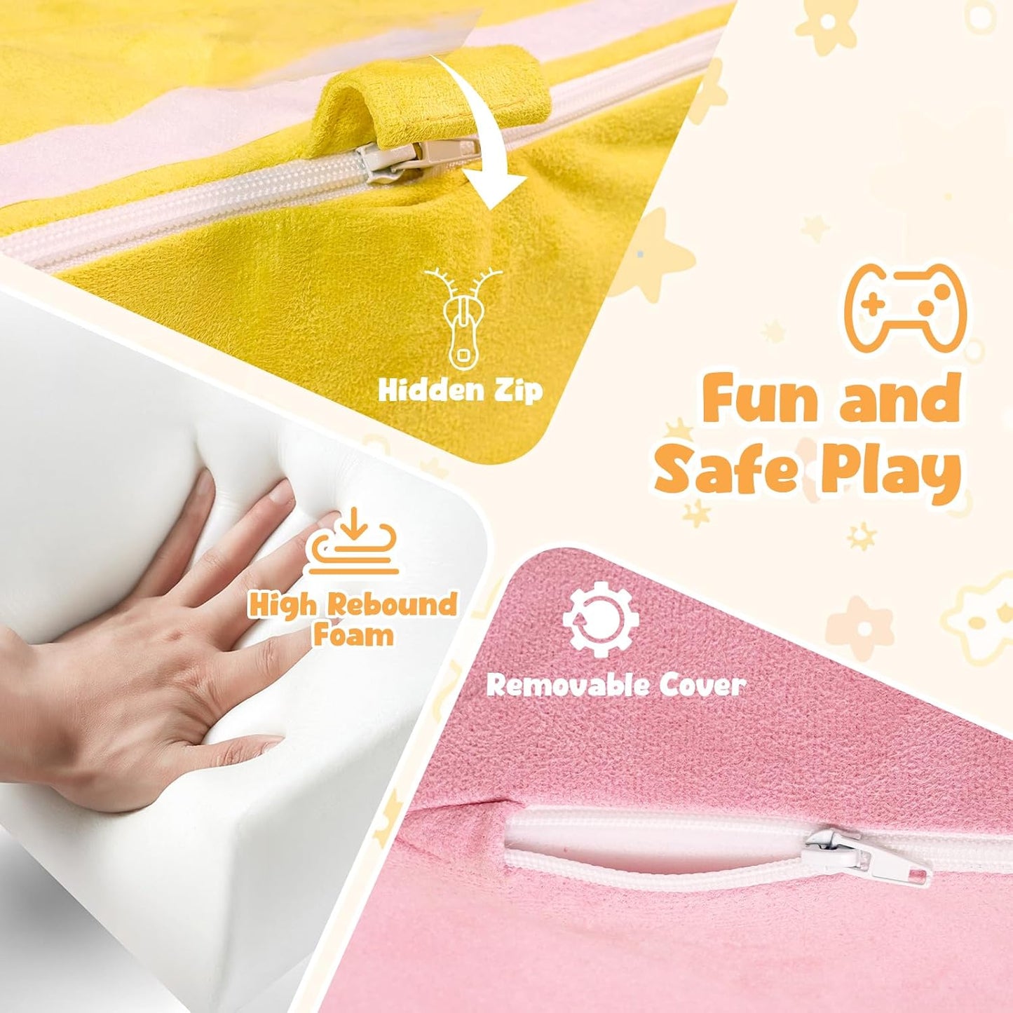 Toddler Foam Climbing Blocks & Play Mat Set (47×47 in) – Soft Climb & Crawl Motor Skill Play Gym