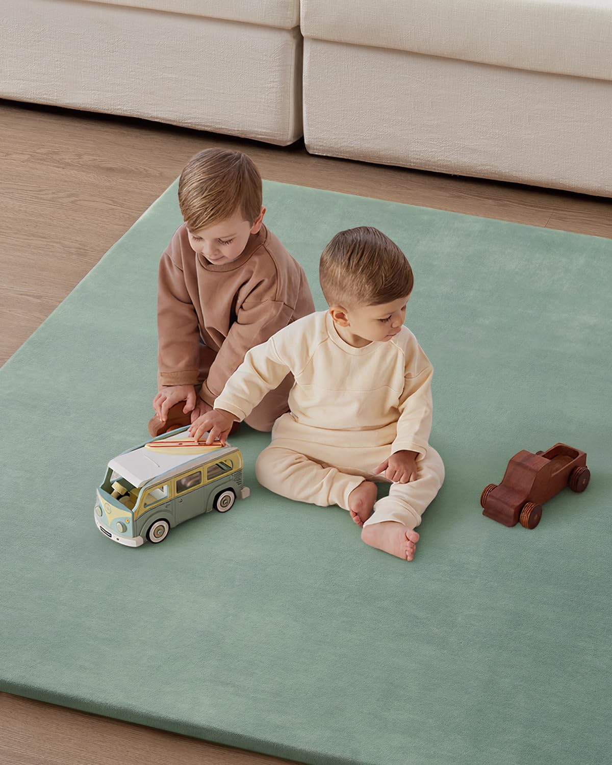 Thick Baby Play Mat 1.3'', 50x50 Playpen Mat with Removable & Washable Cover, Ultra Soft Crawling Rug for Floor, Foam Cushion & Non-Slip Backing for Kids, Toddlers
