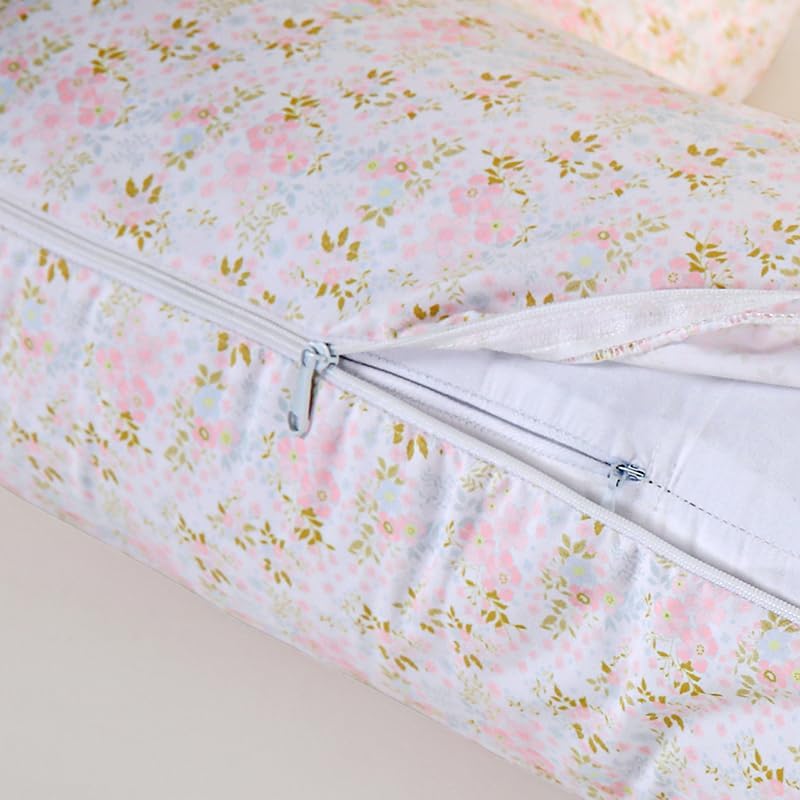1 Piece C-Shaped Nursing Pillowcase, Breastfeeding Support Cushion Cover, Pink Floral Pattern, Polyester, Machine Washable, Infant Feeding