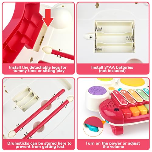 AugToy 3-in-1 Musical Toys for Toddlers  Piano, Xylophone & Drum Set for Kids Ages 1–3