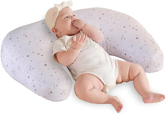 1 Piece Nursing Pillowcase, C-Shaped Breastfeeding Support Cushion Cover with Stars Print, Soft Base, Polyester, Machine Washable