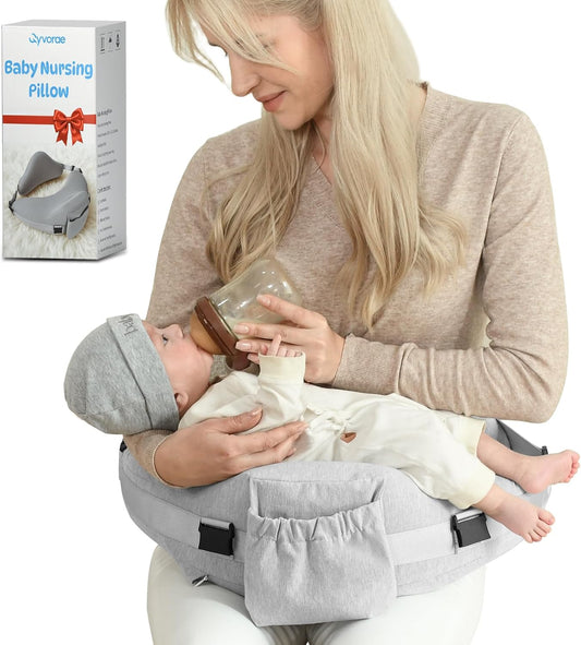 Nursing Pillow - Adjustable Waist Strap with 2 Removable Cotton Cover, Memory Foam - Stable, Ergonomic Support, Easier Breastfeeding - Newborn Essentials Must Haves Baby Registry Search