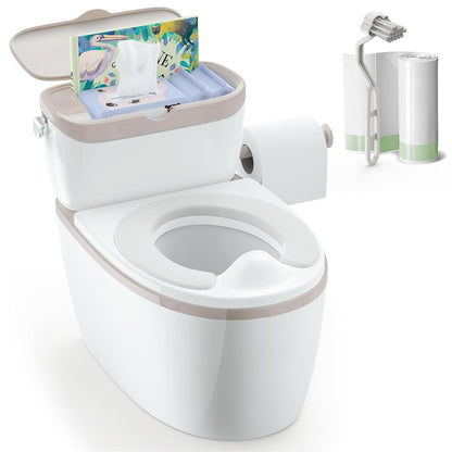 3-in-1 Toddler Potty Training Toilet with Flushing Sound – Potty Chair with Wipes Storage & Toilet Paper Holder (18+ Months)
