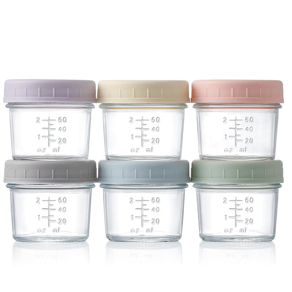 Glass Baby 6 Pack  Food Storage Containers - 4 oz Baby Food Storage Jars With Lids, Baby Food Maker, Microwave, Dishwasher & Freezer Safe