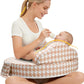 Nursing Pillow -Memory Foam Bottle & Breastfeeding Pillow with Safety Fence -Ergonomic Support, with Wider Breast Feeding Cushion, Adjustable, Removable Cover, Baby Safety