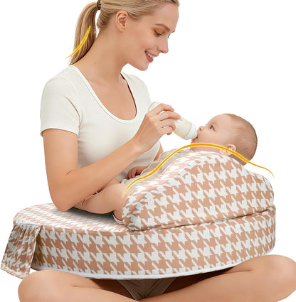 Nursing Pillow -Memory Foam Bottle & Breastfeeding Pillow with Safety Fence -Ergonomic Support, with Wider Breast Feeding Cushion, Adjustable, Removable Cover, Baby Safety
