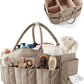 Baby Diaper Caddy with Detachable Dividers and Wipes Pocket, Lightweight Baby Caddy Organizer with Handles and 8 Pockets for Baby Stuff, Camel