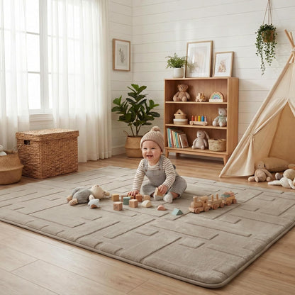 Baby Play Mat for Floor, 1.3" Thick 79x158 Plush Soft Foam Mats for Toddler Kids Crawling, Non-Slip Easy Care Nursery Rug for Playroom Living Room