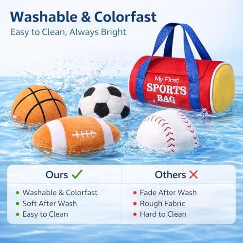 My First Sports Bag Plush Baby Toy Set | 4 Sensory Balls for 0-12 Months