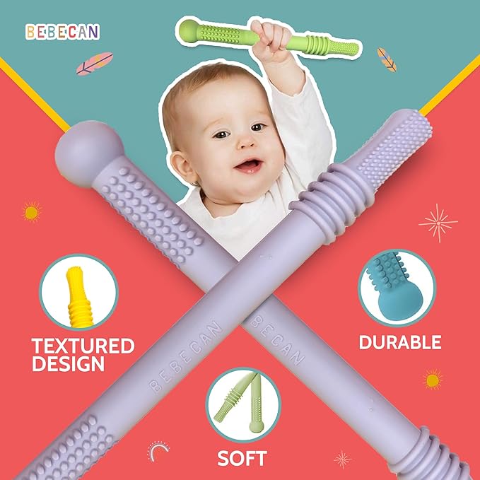 BEBECAN Teething Tubes - Soft Silicone Baby Teethers Set