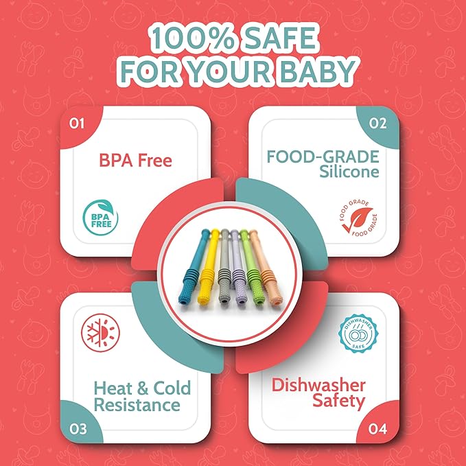 BEBECAN Teething Tubes - Soft Silicone Baby Teethers Set