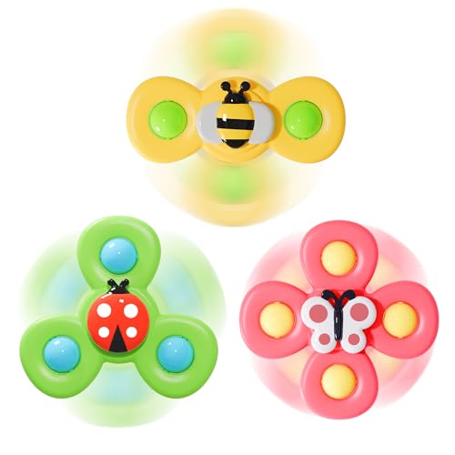 LiKee Suction Cup Spinner Sensory Toy | Airplane, Car & Bath Toy for Babies 10+ Months