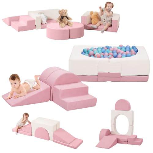 HAHASOLE Foam Climbing Toys for Toddlers with Ball Pit | Convertible Indoor Playset