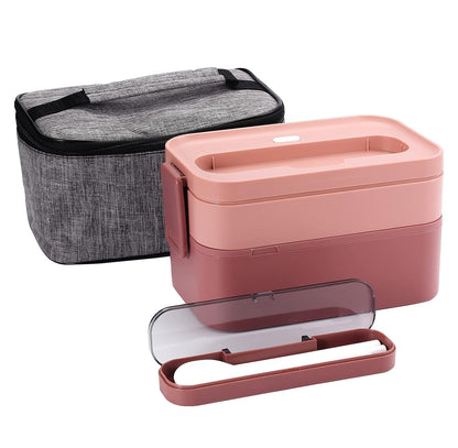 Stackable Bento Lunch Box with Divider, Utensils & Lunch Bag