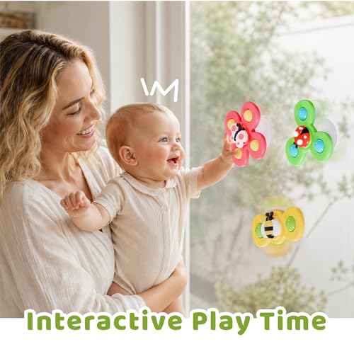 LiKee Suction Cup Spinner Sensory Toy | Airplane, Car & Bath Toy for Babies 10+ Months
