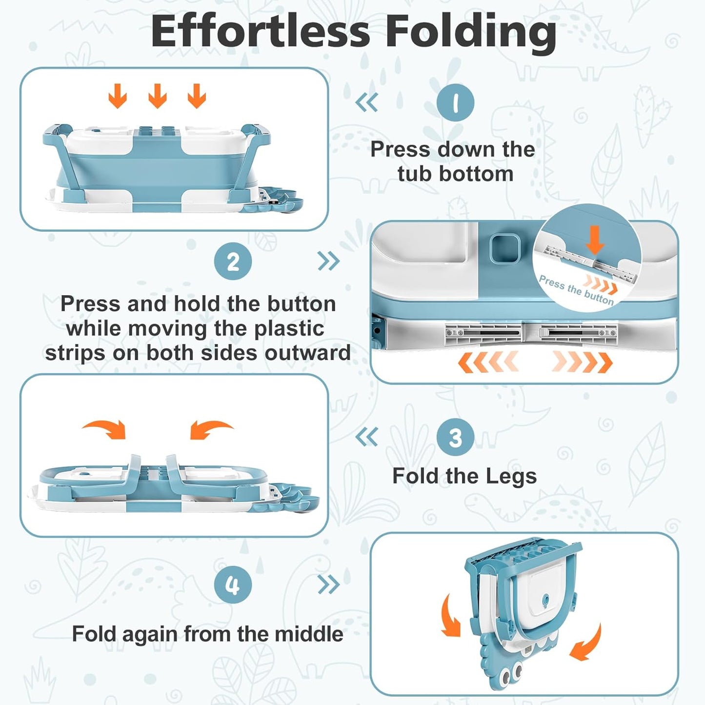 Baby Blue Bathtub for Newborns with Thermometer and Soft Floating Cushion