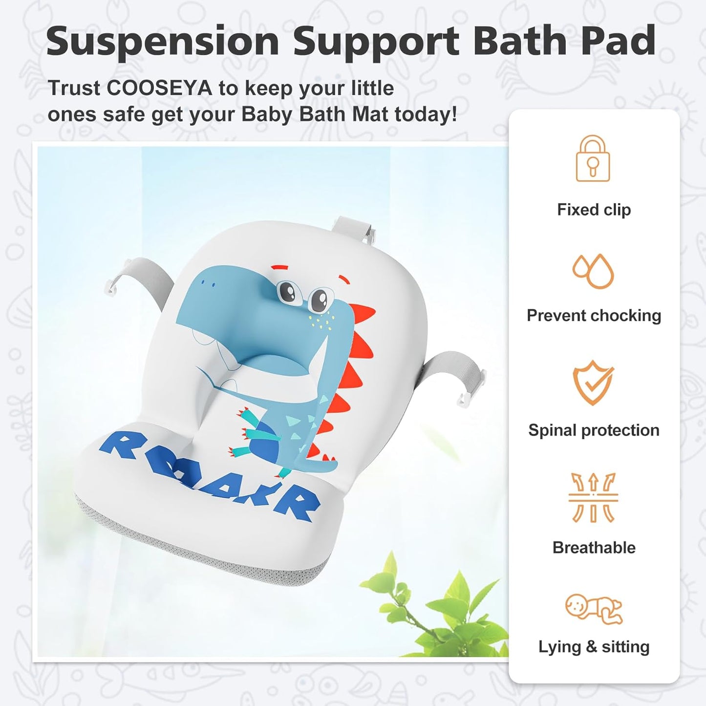 Baby Blue Bathtub for Newborns with Thermometer and Soft Floating Cushion