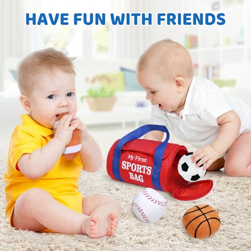 My First Sports Bag Plush Baby Toy Set | 4 Sensory Balls for 0-12 Months