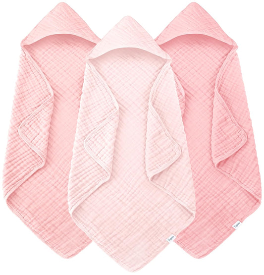 Muslin Hooded Baby Bath Towels – 3 Pack