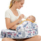 Nursing Pillow -Memory Foam Bottle & Breastfeeding Pillow with Safety Fence -Ergonomic Support, with Wider Breast Feeding Cushion, Adjustable, Removable Cover, Baby Safety