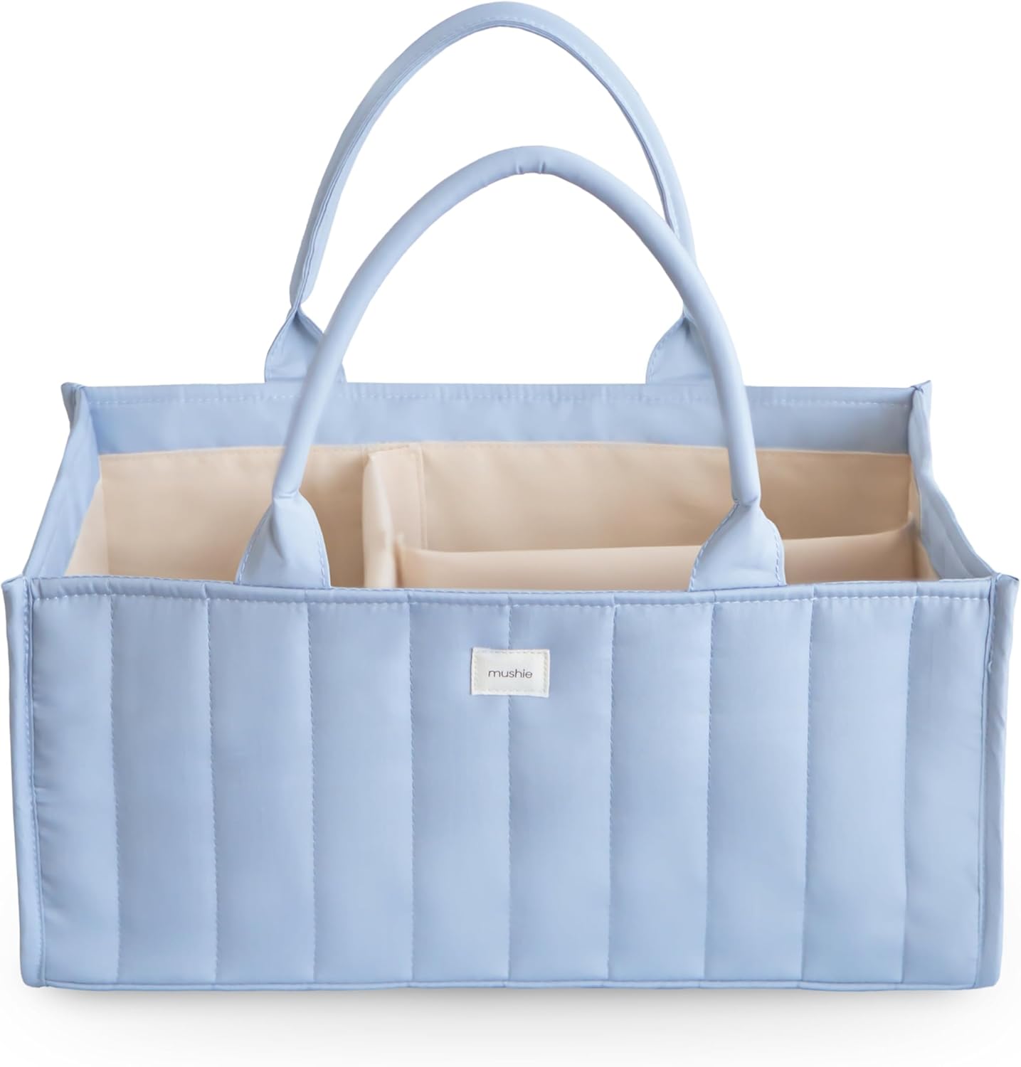 mushie Baby Diaper Caddy | Newborn Essentials Organizer for Diaper Changing Station (Blush)