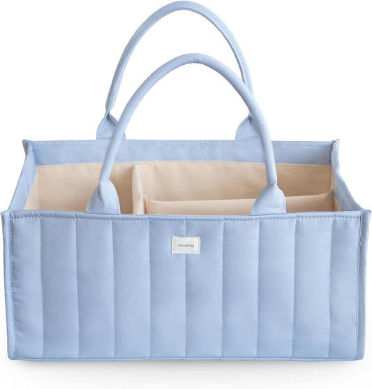 mushie Baby Diaper Caddy | Newborn Essentials Organizer for Diaper Changing Station (Blush)