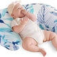 Whispering Leaves 1 Piece Nursing Pillowcase, C-Shaped Breastfeeding Support Cushion Cover, Blue and White Tropical Leaf Pattern, Polyester Fill, Standard Size