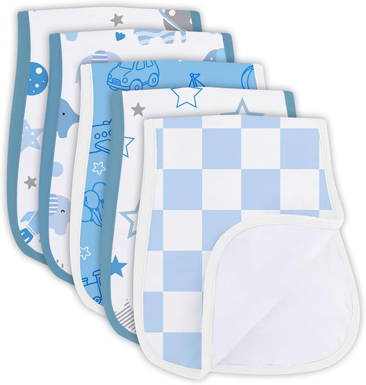 8 Pack Burp Cloths Organic Cotton, Blue Bows Baby Burp Cloths Girls, Absorbent Baby Burping Cloth, Soft Burping Cloth Set for Feeding, New Mom Gifts for Newborns Essentials Gift Set, 19”x9”