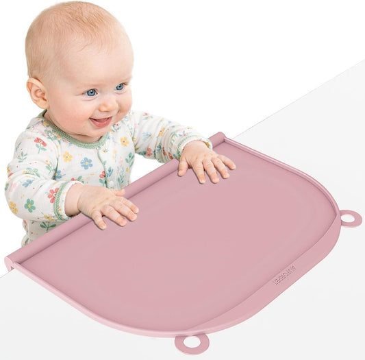 Large Silicone Suction Mat, 17" x 12" Thick Mats with Edge-Bumper, Raised Edge Leakproof, Non-Slip for Kids Toddler Baby Essentials Table Placemat, Restaurant Eating, Plates, Art, Craft & Painting