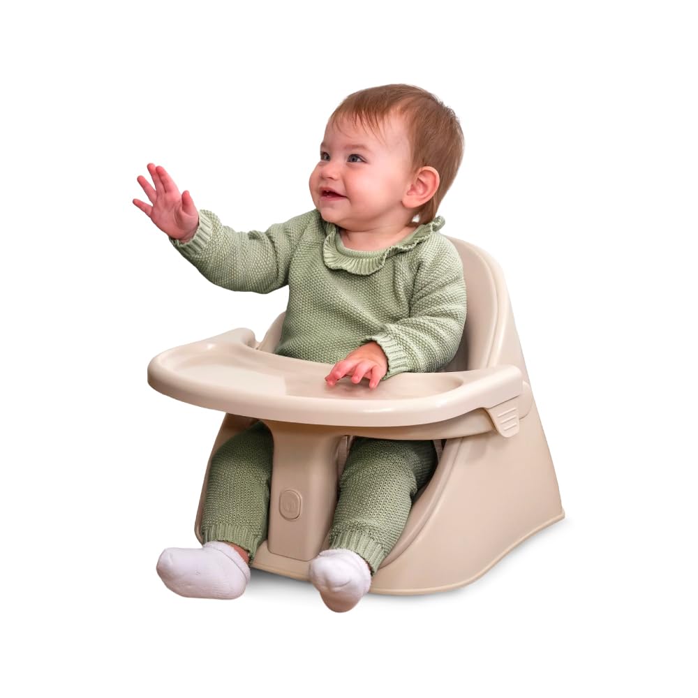 Boppy Proper Posture Floor & Booster Seat - Ergonomic Infant Seat and Toddler Seat with Removable Washable Tray and Back Support for 4-36 Months - Oatmeal
