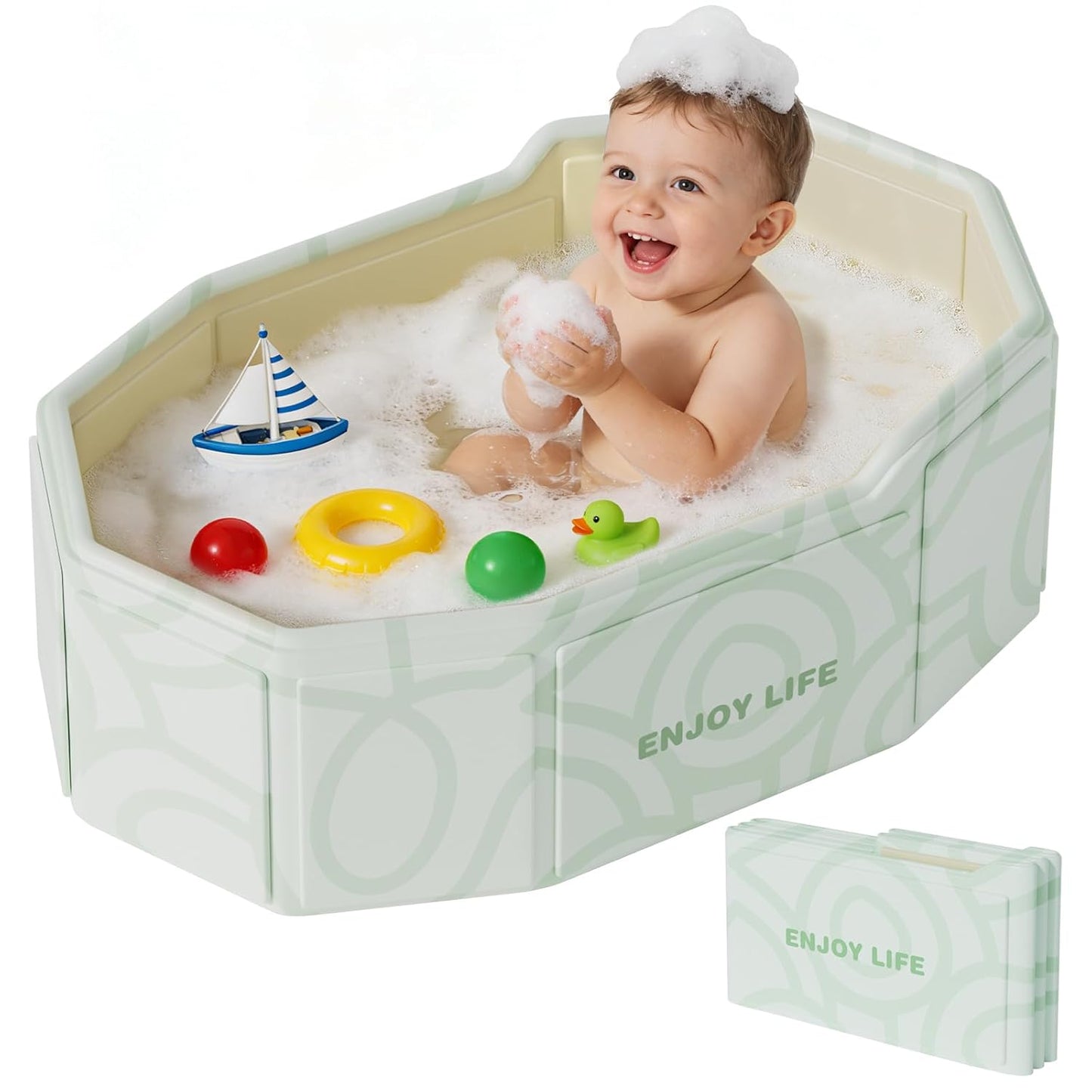 Collapsible Baby Bathtub for Shower, Portable Foldable Toddler Bath Tub with Non-Slip Base, Compact Travel Essentials for Kids & Infants, Easy Storage in Small Spaces