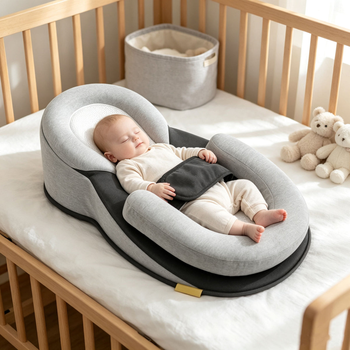 Baby Feeding Pillow, Anti Overflow Feeding Pillow for Reducing Spit-Up, Safety Nursing Pillow, Baby Lounger Reflux Wedge Breastfeeding, Removable top and Bottom (Black, Small)