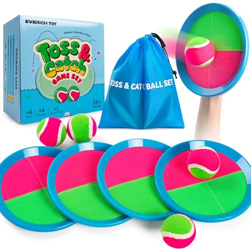 EVERICH TOY Upgraded Toss and Catch Ball Game Set  Outdoor & Indoor Active Play for Kids Ages 3–12
