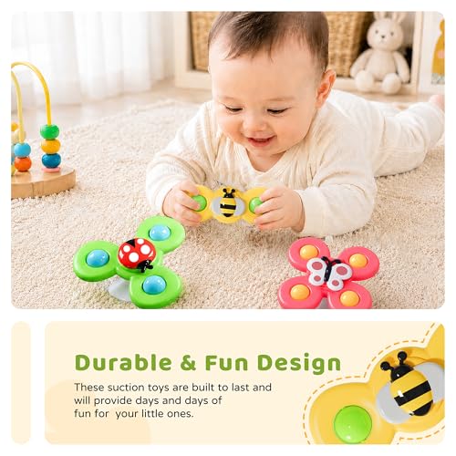 LiKee Suction Cup Spinner Sensory Toy | Airplane, Car & Bath Toy for Babies 10+ Months
