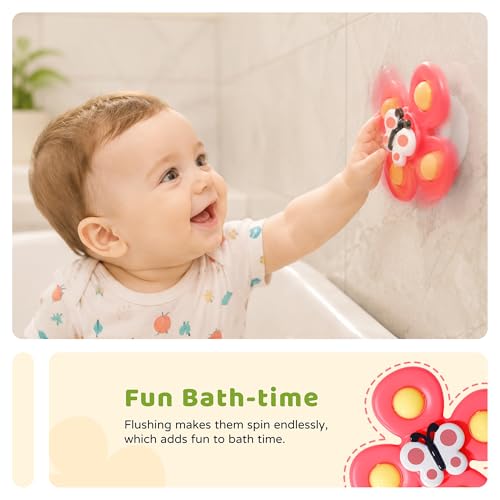 LiKee Suction Cup Spinner Sensory Toy | Airplane, Car & Bath Toy for Babies 10+ Months